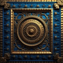 Ancient Door Window Design in Indian Arabian Style Created with Generative AI Technology