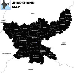 Silhouette Jharkhand map vector illustration on white background