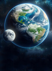 Fototapeta na wymiar Earth and Moon