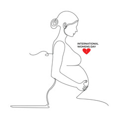 Women continuous single line outline vector art drawing and simple one line minimalist international women day design