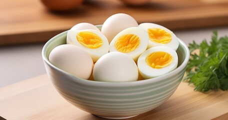 Tenderly Boiled Eggs Gathered for a Wholesome Meal. Generative AI