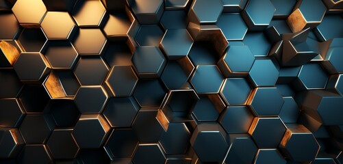 A 3D wall texture with a futuristic metallic honeycomb pattern