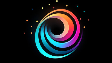 Abstrakte bunte Spirale auf schwarzem Hintergrund. Logo - obrazy, fototapety, plakaty