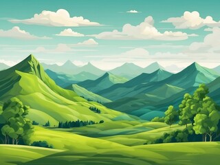 AI generative of beautiful green hills illustration