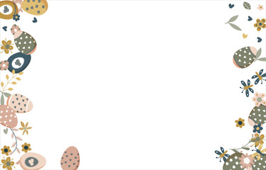 Frame made of elements for Easter. Traditional Easter elements. Vector illustration. Traditional easter ornament. Happy easter. Hand-drawn. Vector illustration.