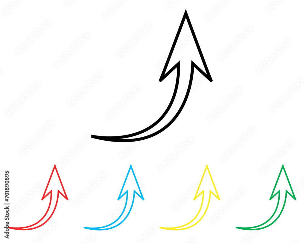 Poster curved arrow icon vector. arrow pointer icon sign symbol in trendy flat style. set elements in color