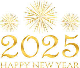 happy new year 2025 - golden design, golden fireworks