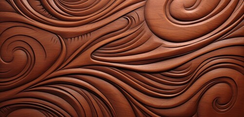 Fototapeta na wymiar A 3D wall texture with a detailed carved wood design highlighting grain and knots