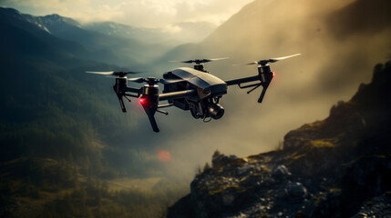 Fototapeta na wymiar Drone over hilly terrain