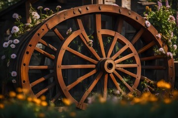 wheel and flowers