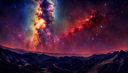Galaxy and universe Milky way in the galaxy Fantastic night landscape with bright arched milky way...