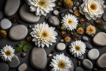 Fototapeta na wymiar stones and flower