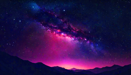 Galaxy and universe Milky way in the galaxy Fantastic night landscape with bright arched milky way colorful sky Starry sky with hills at summer. Beautiful Universe. Space background with galaxy