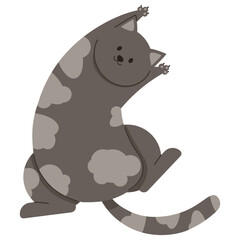 Cute gray cat with spots lies