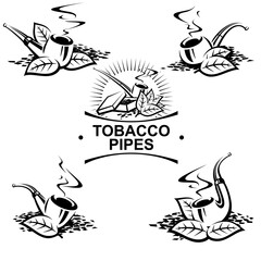 Tobacco pipes set. Collection icon tobacco pipes. Vector