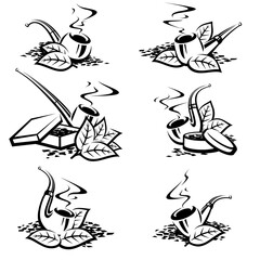 Tobacco pipes set. Collection icon tobacco pipes. Vector