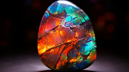 A vibrant, high-resolution 8K image of a stunning, multi-colored opal glistening in the light