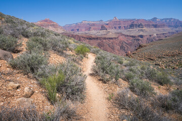 hiking the tonto trail in the grand canyon national park, arizona, usa