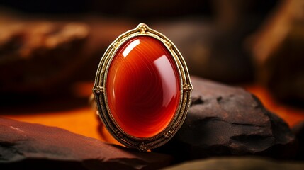 An 8K photo capturing the vivid, red hues of a stunning carnelian gemstone