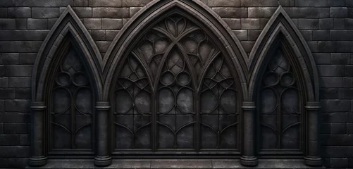 Foto op Canvas A 3D wall texture with a detailed, Gothic-style window pattern © Lucifer