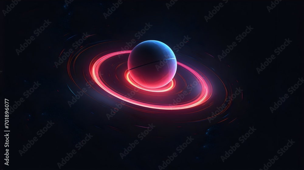 Canvas Prints futuristic neon glowing orb in outer space (generative ai).