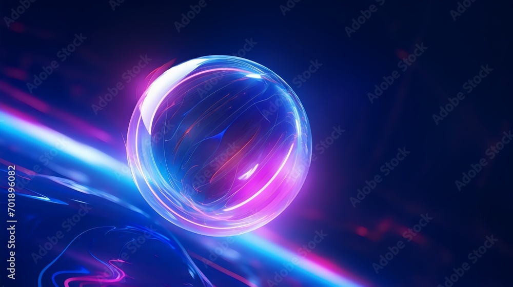 Wall mural futuristic neon glowing orb in outer space (generative ai).