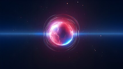 Futuristic Neon Glowing Orb In Outer Space (Generative AI).