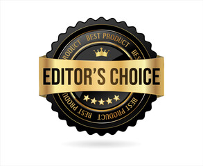Editors choice golden badge on white background 