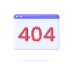 3D Error 404 page not found. System error, broken page. For presentation, infographic, website, apps and other uses.