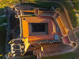 Aerial view of The medieval Castle of la Mota in Medina del Campo, Valladolid, Castilla y Leon, Spain. High quality photography