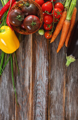 Vegetables still life in wooden background