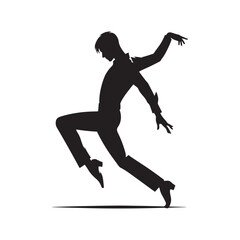 Fototapeta na wymiar Dancing Silhouette in Black Vector - Expressive Dance Pose Perfect for Dance Lovers 