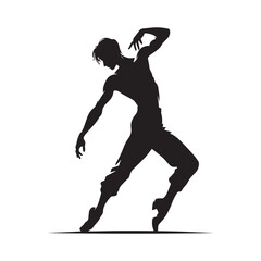 Fototapeta na wymiar Dancing Silhouette - Fluid and Captivating Black Vector Illustration of a Graceful Dancer in Motion 