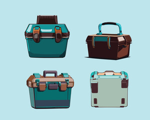 set of Vintage travel valises vector illustration