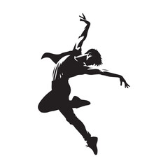 Silhouette of Dancer in Black Vector - Elegant and Expressive Dance Pose for Creative Projects
