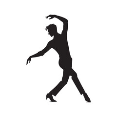 Fototapeta na wymiar Elegant Dancing Silhouette - Black Vector Illustration of a Graceful Dancer in Motion, Perfect for Artistic Designs 