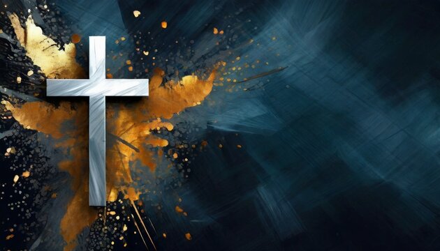 Christian Cross - Symbol of Christianity - Mourn or Funeral Background - Crucifixion of Jesus Christ