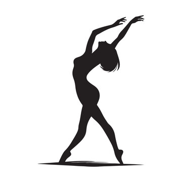 Black Vector Silhouette of Dancer - Intricate and Expressive Illustration of a Graceful Dancing Figure
