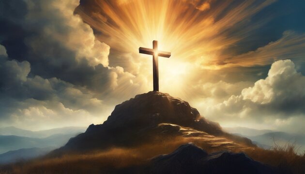 Christian Cross - Symbol of Christianity - Mourn or Funeral Background - Crucifixion of Jesus Christ