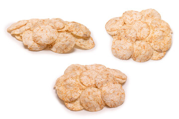Rice chips isolated on white background.