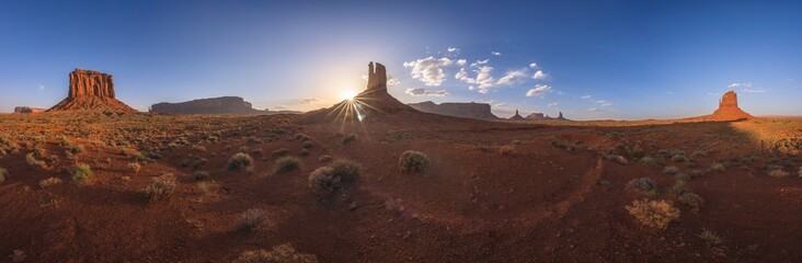 panorama of sunset over the monument valley, arizona, usa