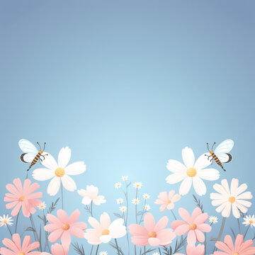 image of flowers on a light blue background.