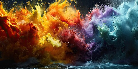Abstract Color Explosion Artwork on Black Background