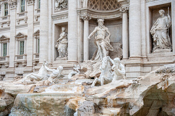 Rome, Italy - February 22, 2023: 18th century Trevi Fountain in Rome, Italy