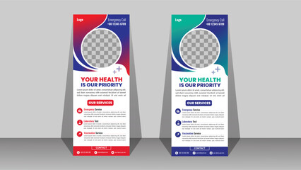 
Health care medical agency roll up modern and Professional and Creative Minimal x Banner, Standee banner template