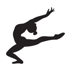 Vector Stock - Striking Gymnast Silhouette in Black Vector, Perfect for Creative Designs - Gymnast Silhouette
