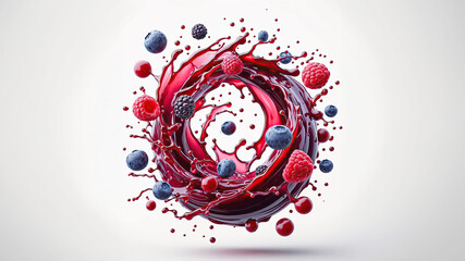 Berry juice, raspberry, Strawberry, blueberry, splash twist around and swirled around
