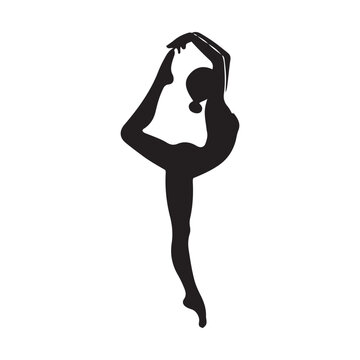 Gymnast Silhouette - Black Vector Art Depicting the Expressive Poses of a Dancer - Vector Stock
