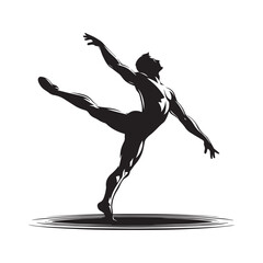 Gymnast Silhouette - Black Vector Illustration Highlighting the Grace of Dance Movements - Vector Stock
