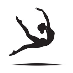 Vector Stock - Mesmerizing Gymnast Silhouette in Black Vector, Ideal for Design Projects - Gymnast Silhouette
